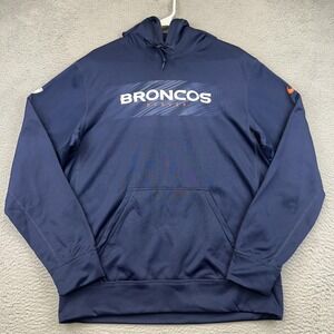 Denver Broncos Hoodie‎ Mens Medium Blue NFL Football Therma Fit Pullover Nike
